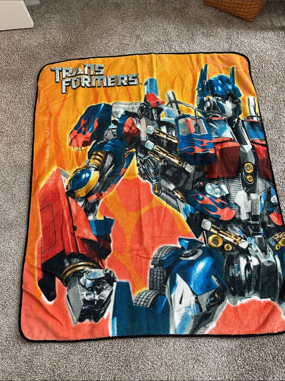 Trans Former Plush Throw Blanket - Orange & Blue